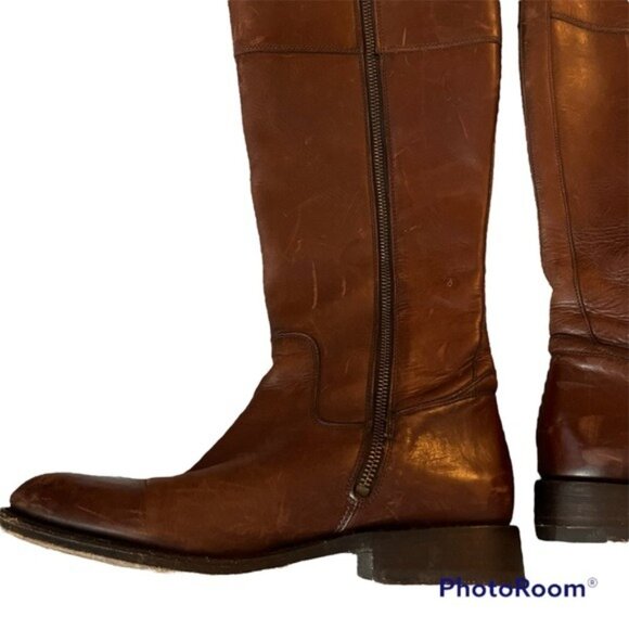 Frye Brown Melissa Button Size 9.5 Womens Heels Boots Knee High - Picture 7 of 9